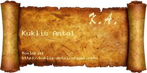 Kuklis Antal névjegykártya
